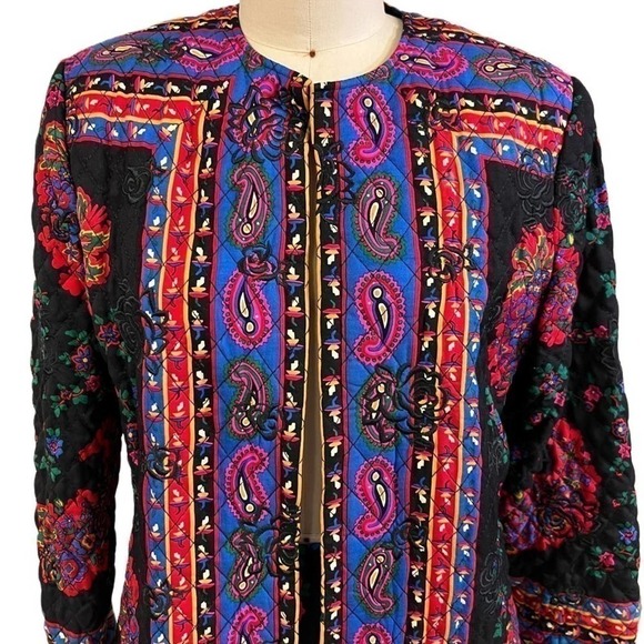 Carlisle 2 PC Silk Wool Black Floral skirt & Jacket Set Suit NWOT Sz 12 - Picture 5 of 8